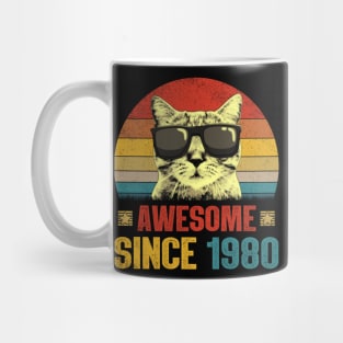 Awesome Since 1980 44th Birthday Gifts Cat Lover Mug